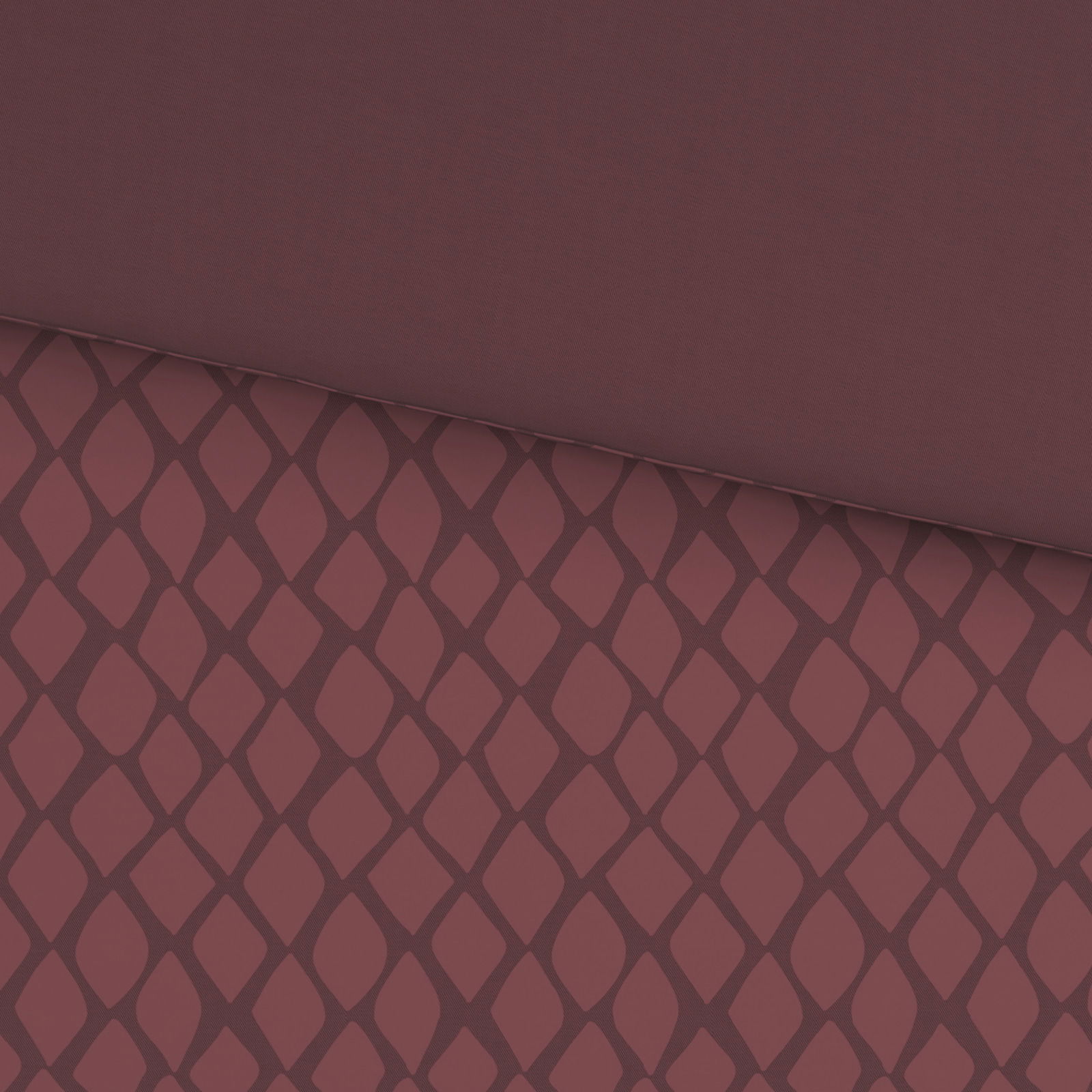 Wendebettwäsche in Bordeaux mit geometrischem Muster, Draufsicht
