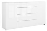 Weißes XL-Sideboard mit mehreren Schubladen und Türen, frontale Ansicht