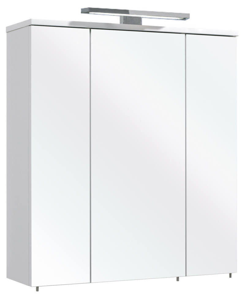 XORA Spiegelschrank GELA Moderner Spiegelschrank mit drei Türen und integrierter Beleuchtung, seitliche Perspektive