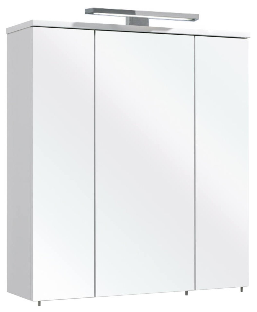 XORA Spiegelschrank GELA Moderner Spiegelschrank mit drei Türen und integrierter Beleuchtung, seitliche Perspektive
