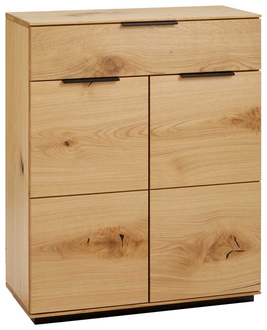 Linea Natura Schuhschrank SIGNUM Moderner Schuhschrank aus hellem Holz mit zwei Türen und einer Schublade, frontale Perspektive