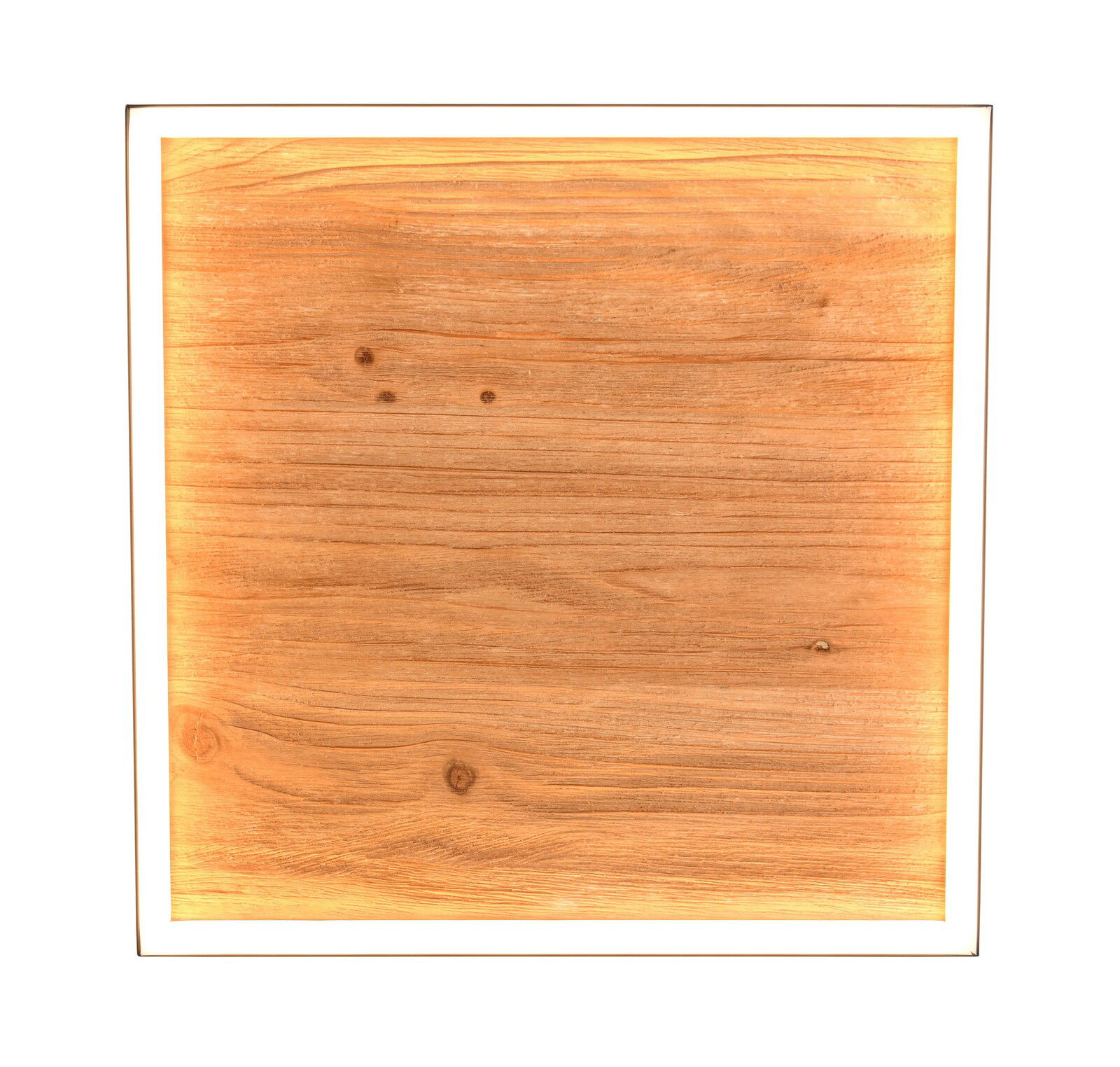 Quadratische Deckenleuchte mit Holzoptik, von oben betrachtet