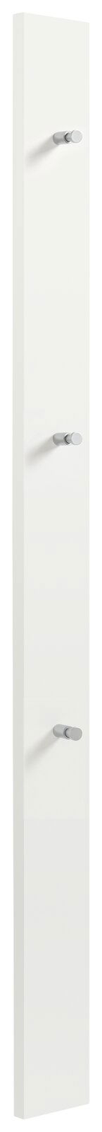 Dieter Knoll Garderobenpaneel SORRENT Weißes Garderobenpaneel mit drei Haken, seitliche Perspektive