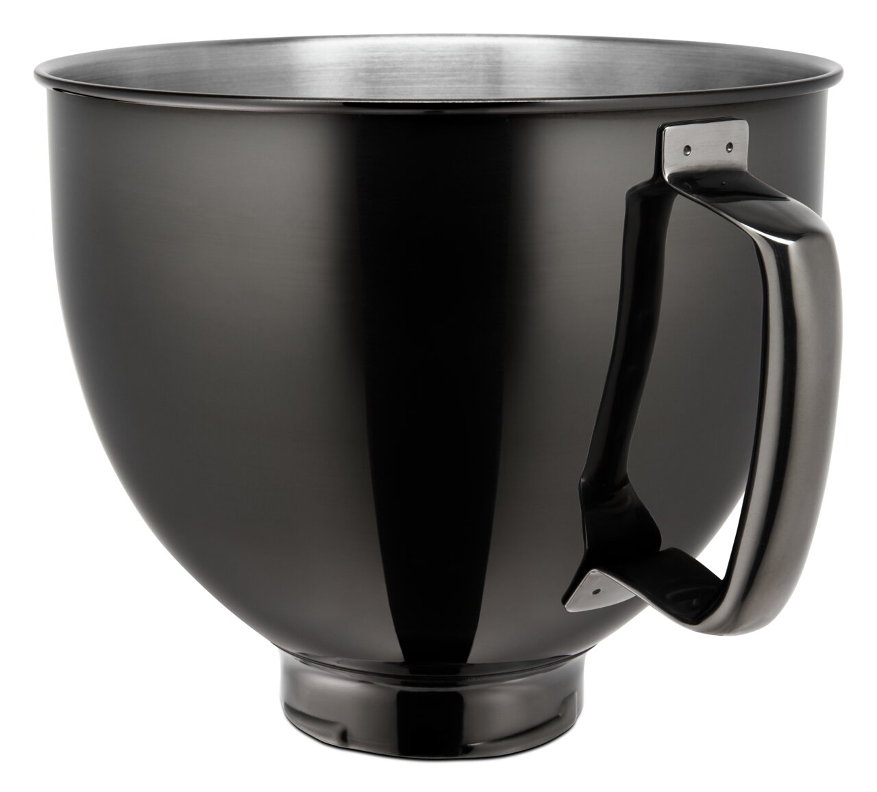 Metallschüssel 4,8L in Radiant Black, seitliche Perspektive mit Griff