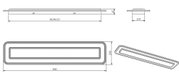 Technische Zeichnung einer rechteckigen LED-Deckenleuchte mit den Maßen 900x200 mm, Seitenansicht und Draufsicht.