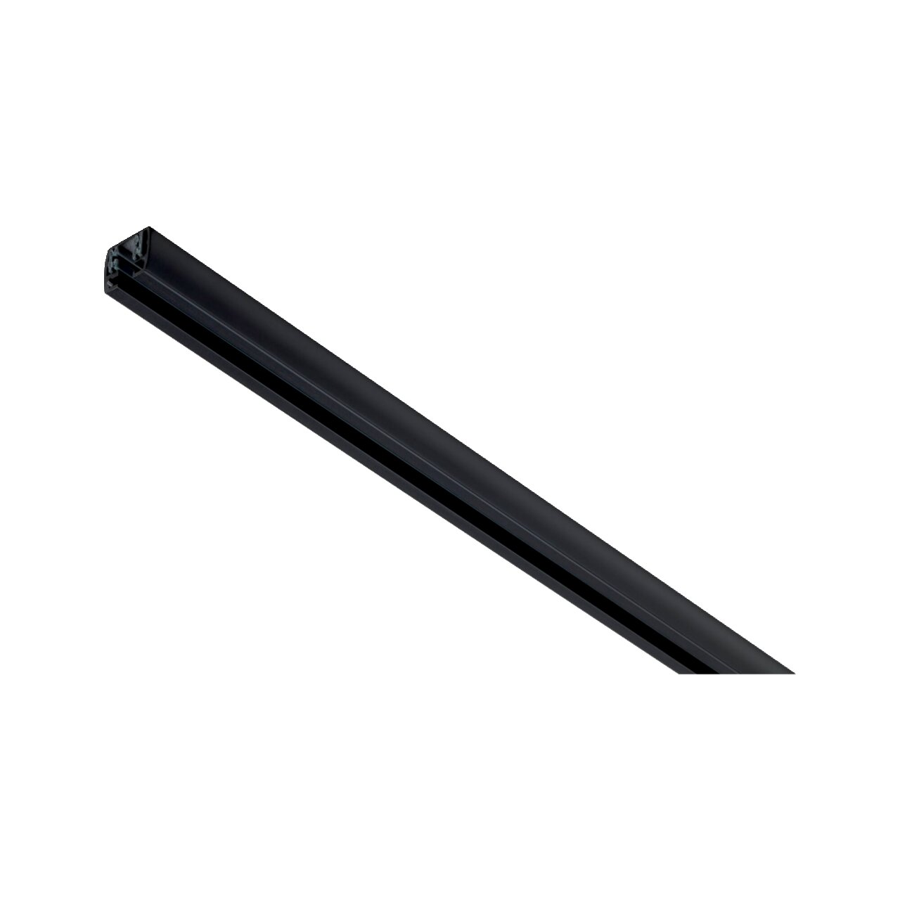 Schwarze Schiene, 1,5m lang, diagonale Perspektive