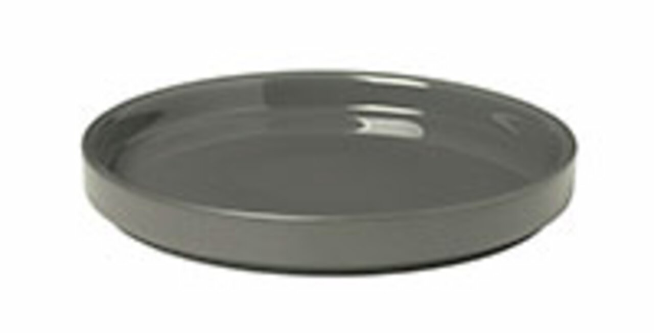 Grauer Teller 'PILAR' in Seitenansicht, schlichtes Design