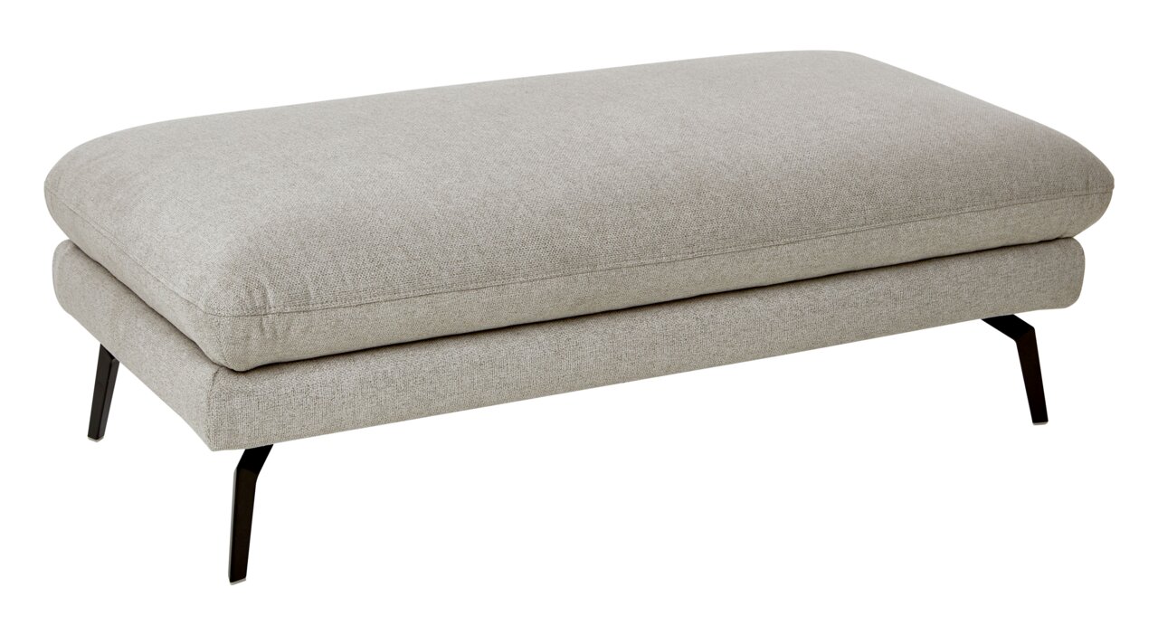 Beldomo Style XXL-Hocker EMILI Grauer XXL-Hocker mit schwarzem Metallgestell, seitliche Perspektive