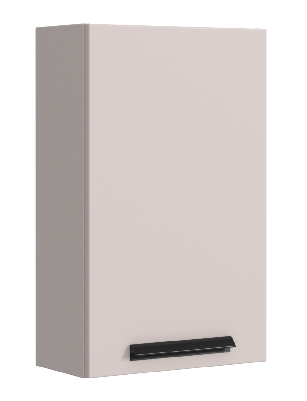 Hängeschrank in seitlicher Perspektive mit schlichtem Design und schwarzem Griff