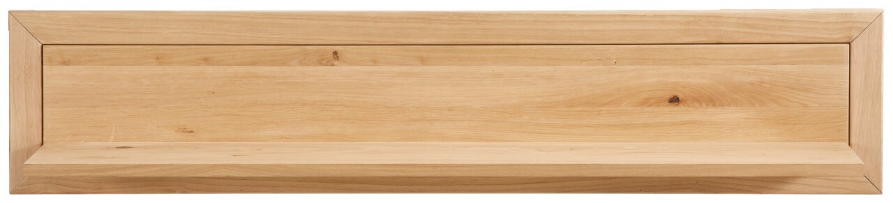 Houten wandplank in vooraanzicht met natuurlijke houtnerf.