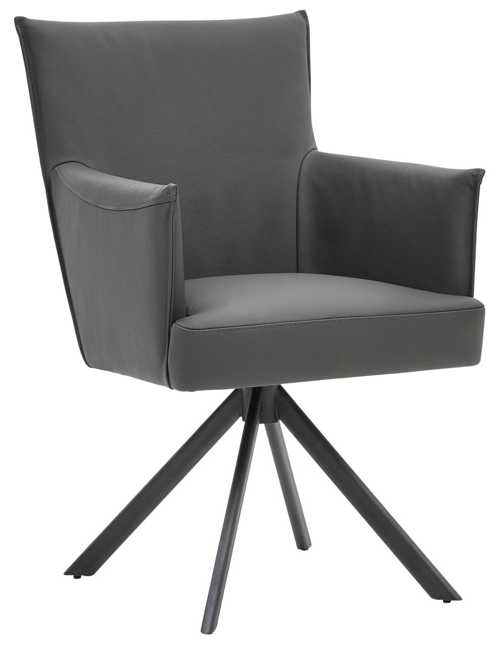 Musterring Armlehnstuhl MR NILAN Moderner grauer Armlehnstuhl mit vierbeinigem Metallgestell, seitliche Perspektive