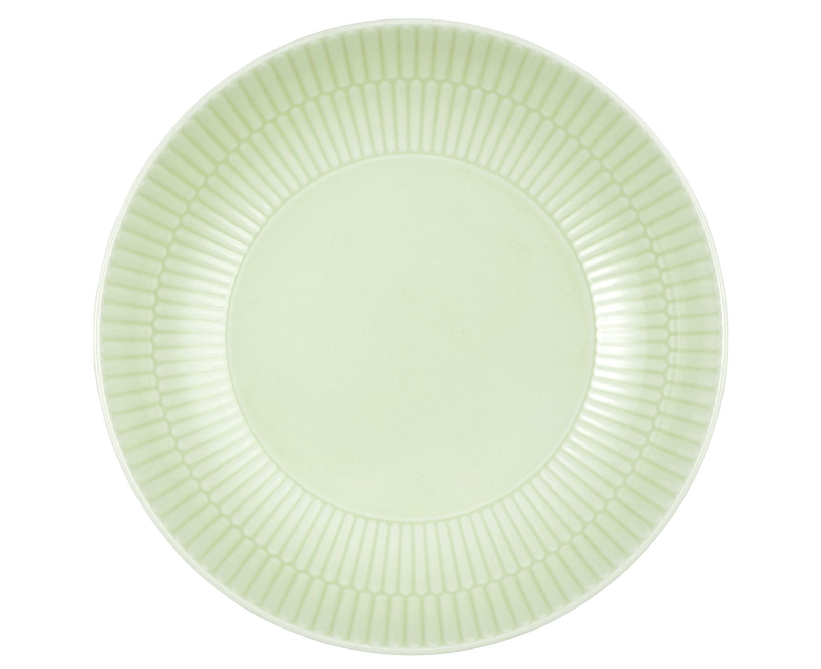 Grüner, runder Suppenteller mit geriffeltem Rand, Draufsicht