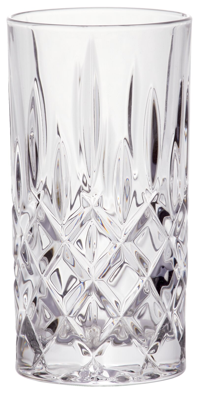Nachtmann Longdrinkbecher NOBLESSE Kristallklarer Longdrinkbecher Noblesse 375ml mit elegantem Schliffmuster, seitliche Perspektive