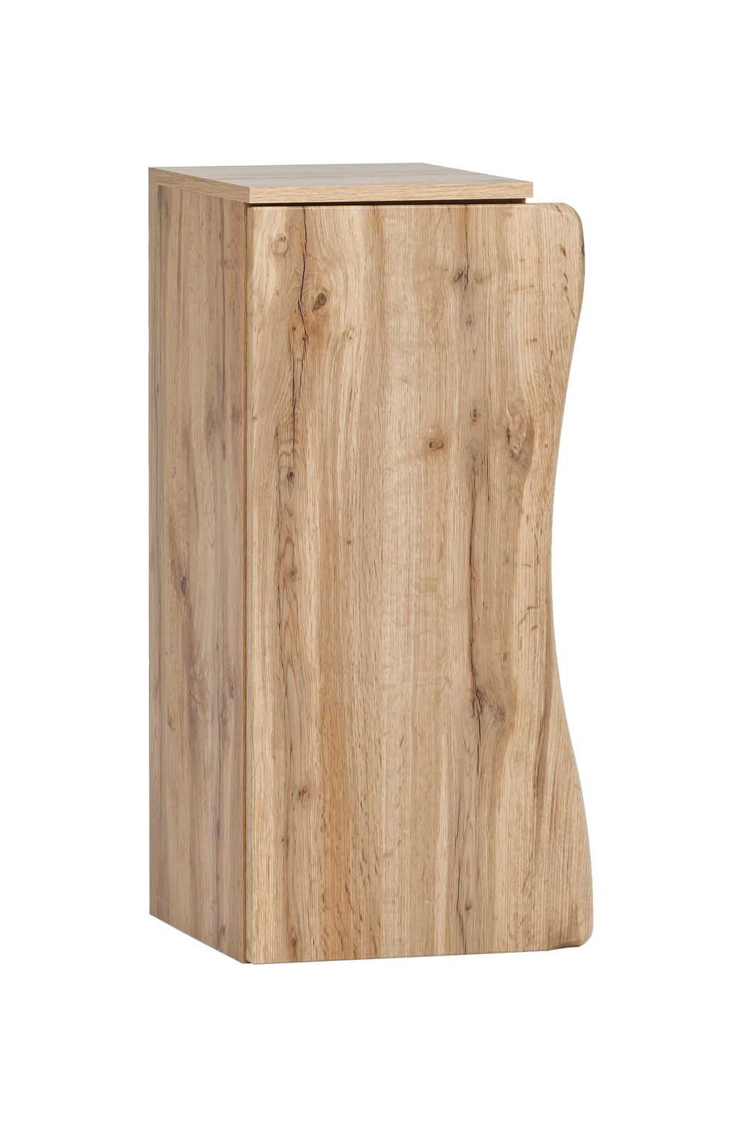 Unterschrank aus Holz mit natürlicher Maserung, seitliche Perspektive