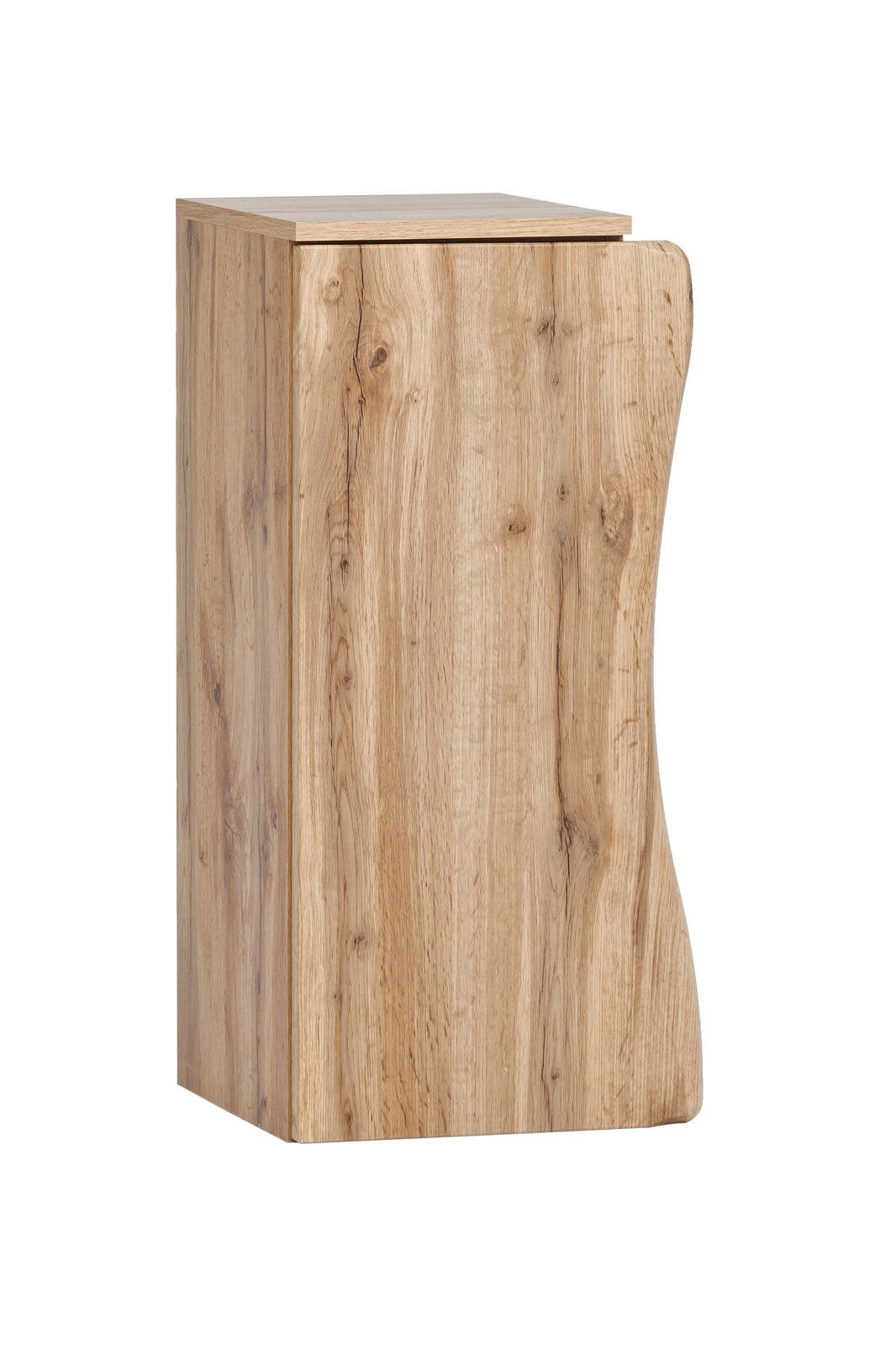 Unterschrank aus Holz mit natürlicher Maserung, seitliche Perspektive