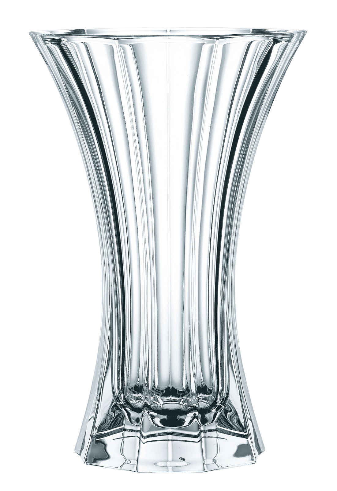Kristallvase aus der Nachtmann Vasen-Serie SAPHIR, frontal abgebildet mit elegantem, facettiertem Design.