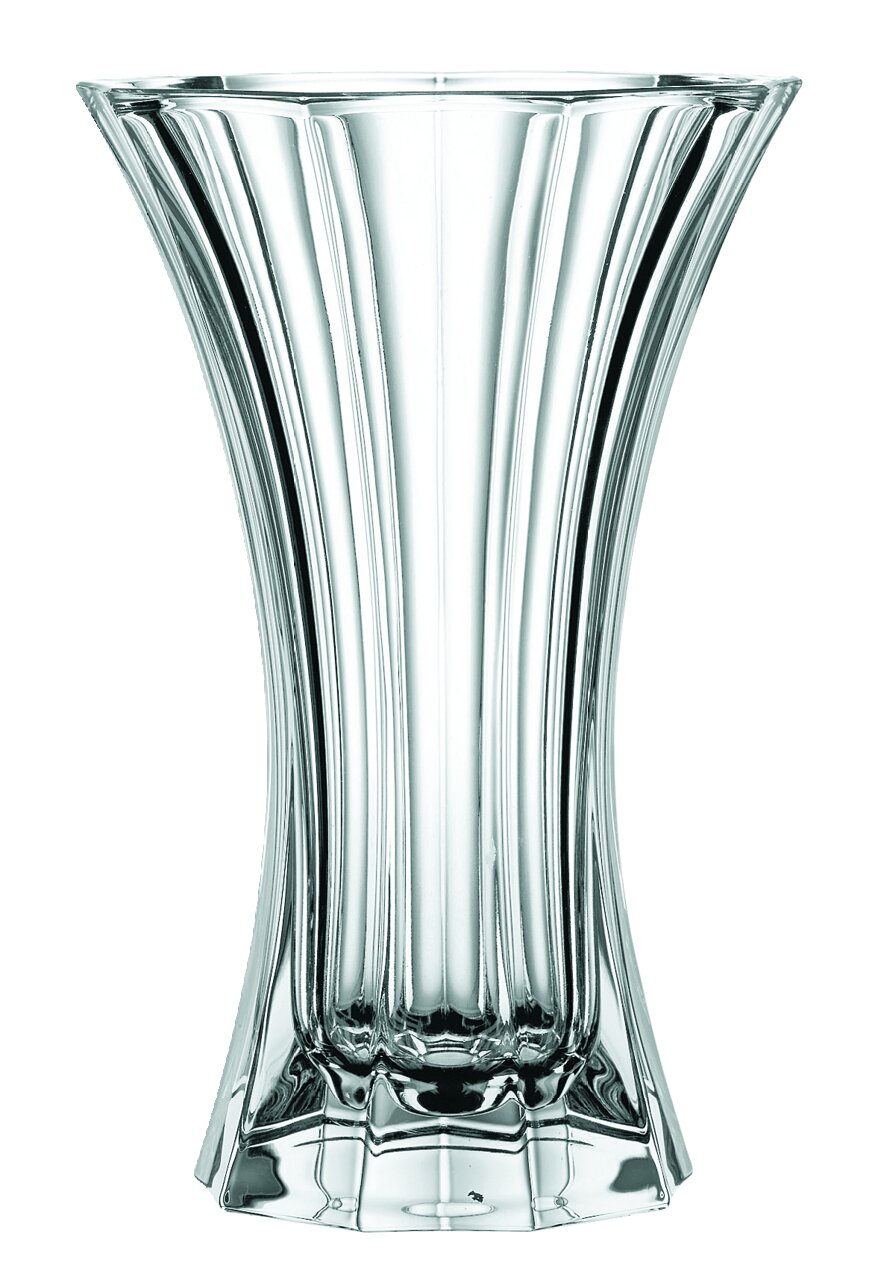 Kristallvase aus der Nachtmann Vasen-Serie SAPHIR, frontal abgebildet mit elegantem, facettiertem Design.