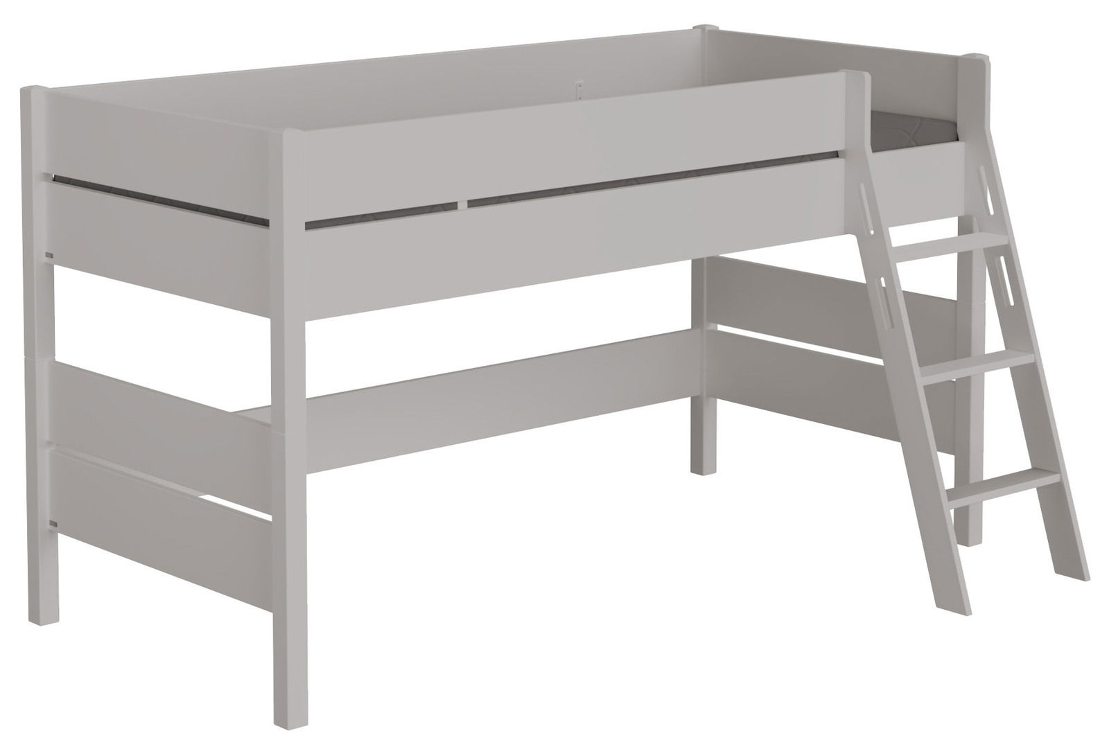 Graues Spielbett mit Leiter, seitliche Perspektive