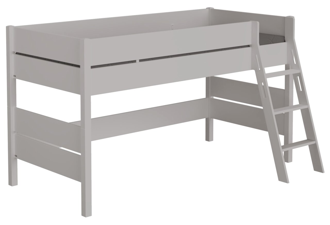 Graues Spielbett mit Leiter, seitliche Perspektive