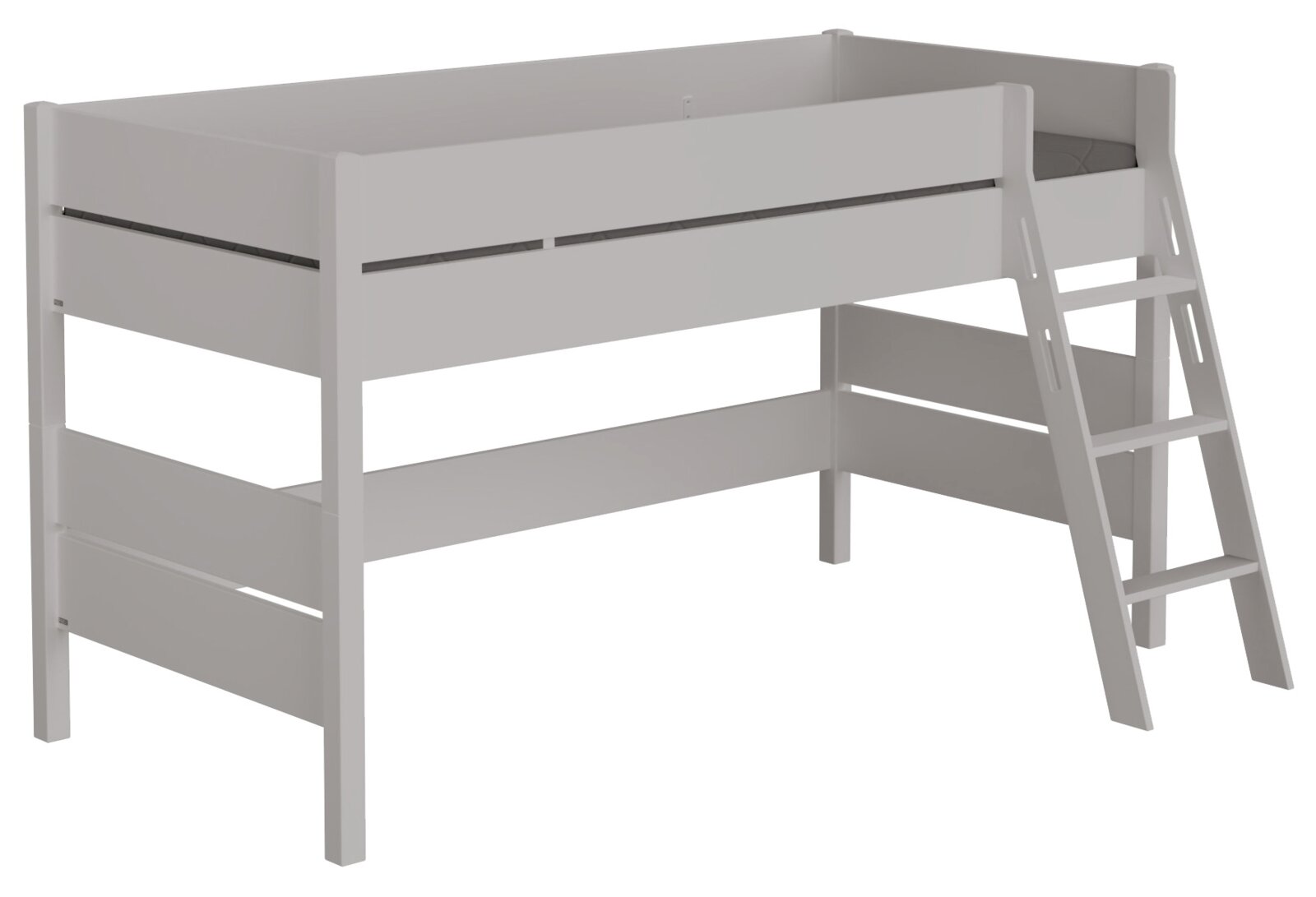 Grijs speelbed met ladder, zijaanzicht