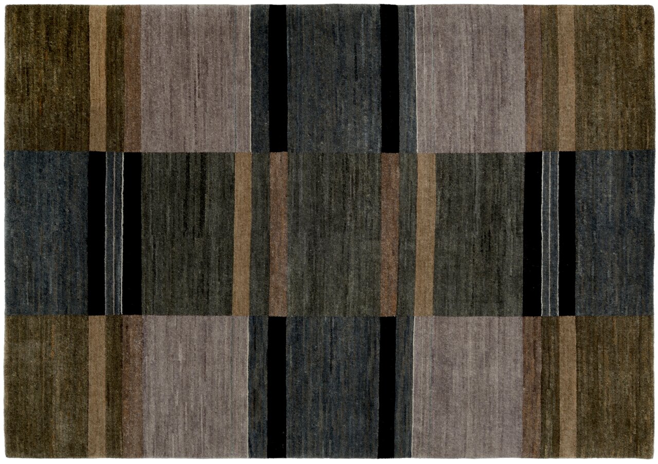 OCI Wollteppich SENSATION Wollteppich mit geometrischem Muster in verschiedenen Erdtönen, aus der Vogelperspektive fotografiert.