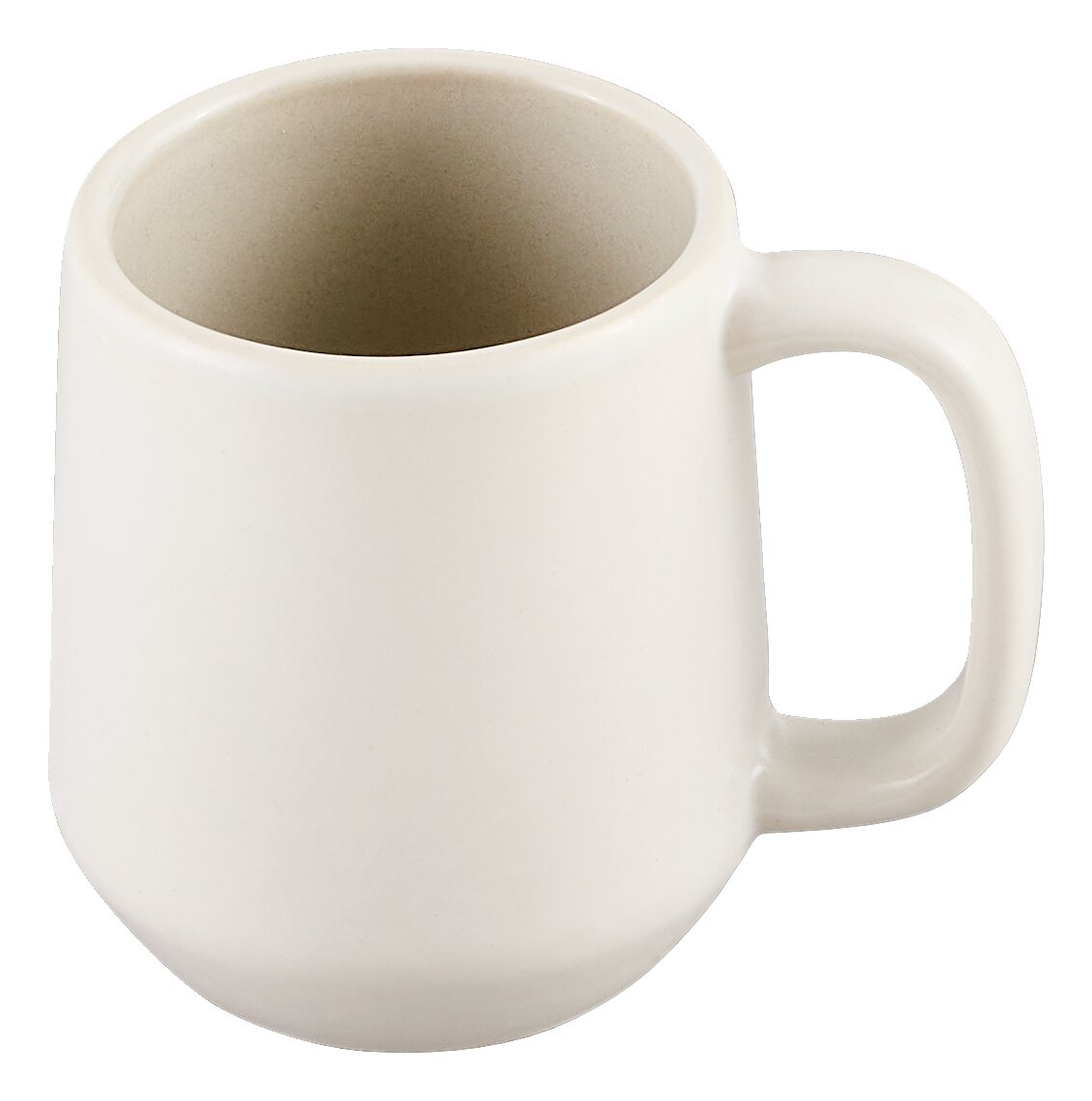 Novel Espressobecher LEVANTO Weiße Keramik-Tasse mit Henkel, leicht von oben in schräger Vorderansicht auf weißem Hintergrund
