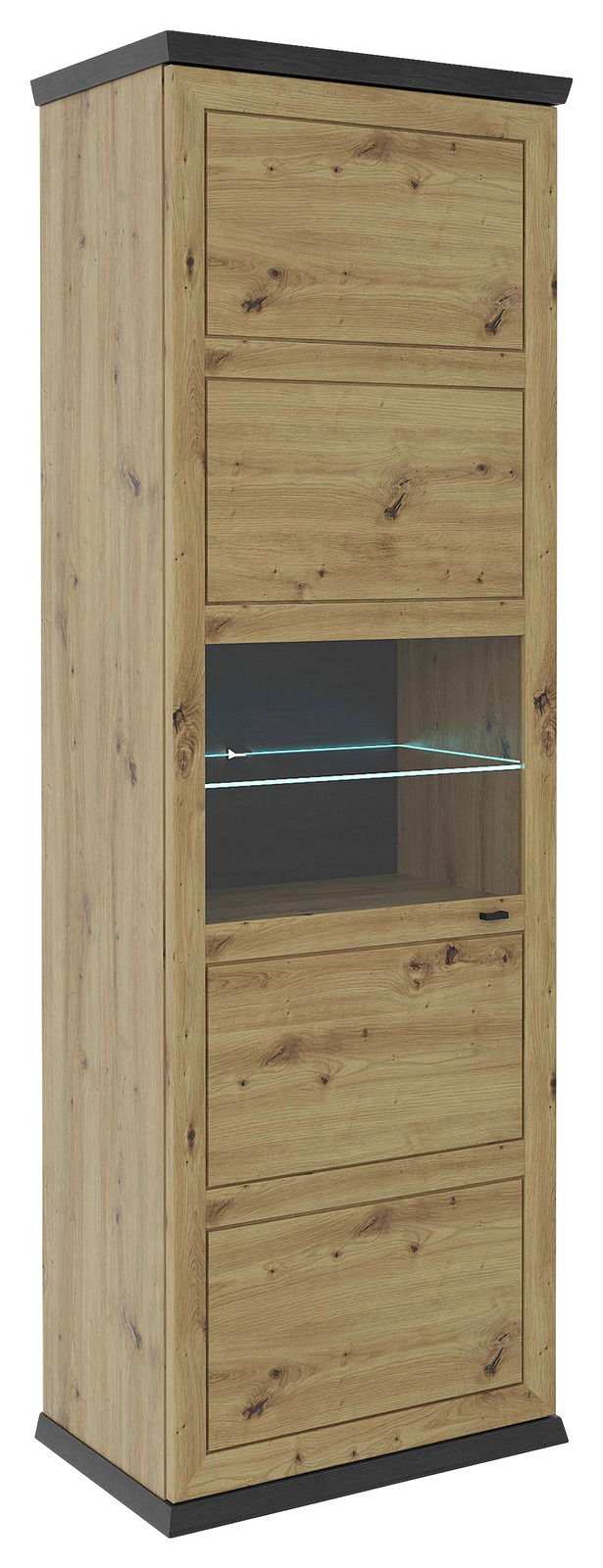 Hom´in Vitrine BENTON Holzvitrine mit Glaseinsatz, seitliche Perspektive