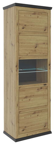 Holzvitrine mit Glaseinsatz, seitliche Perspektive