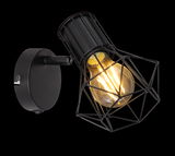 Schwarzer Metallstrahler PRISKA von Globo Lighting mit geometrischem Gitterdesign, seitliche Perspektive