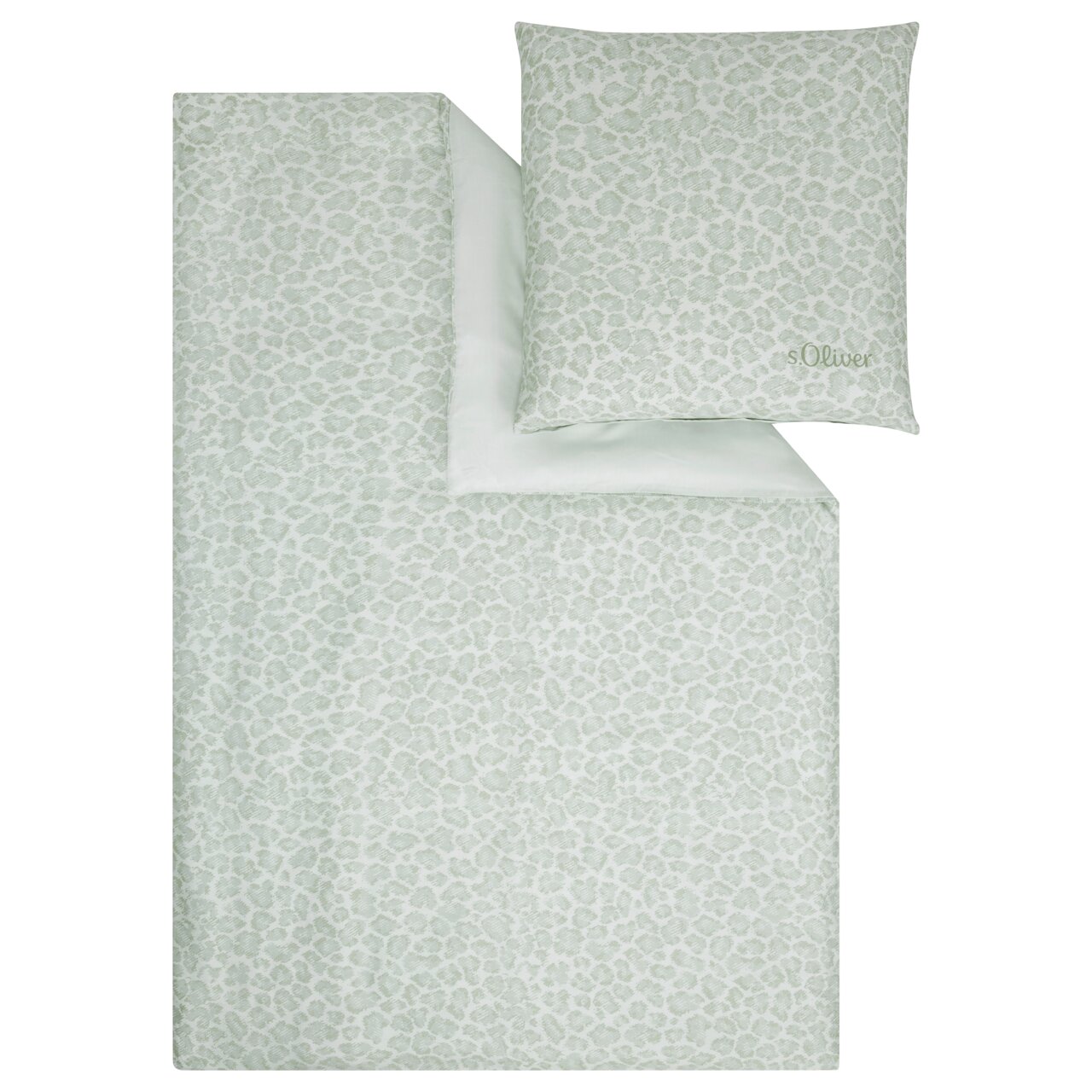s.Oliver Bettwäsche Satinbettwäsche 135x200cm mit dezentem Muster in Grün, Draufsicht