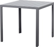 Moderner quadratischer Gartentisch 80x80 cm aus Metall in seitlicher Perspektive