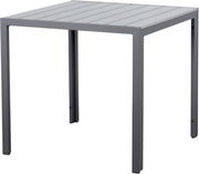 Moderner quadratischer Gartentisch 80x80 cm aus Metall in seitlicher Perspektive