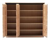 Offener XL-Schuhschrank aus Holz mit mehreren Regalböden, frontale Ansicht.