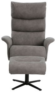 Grauer Relaxsessel mit Hocker, Vorderansicht