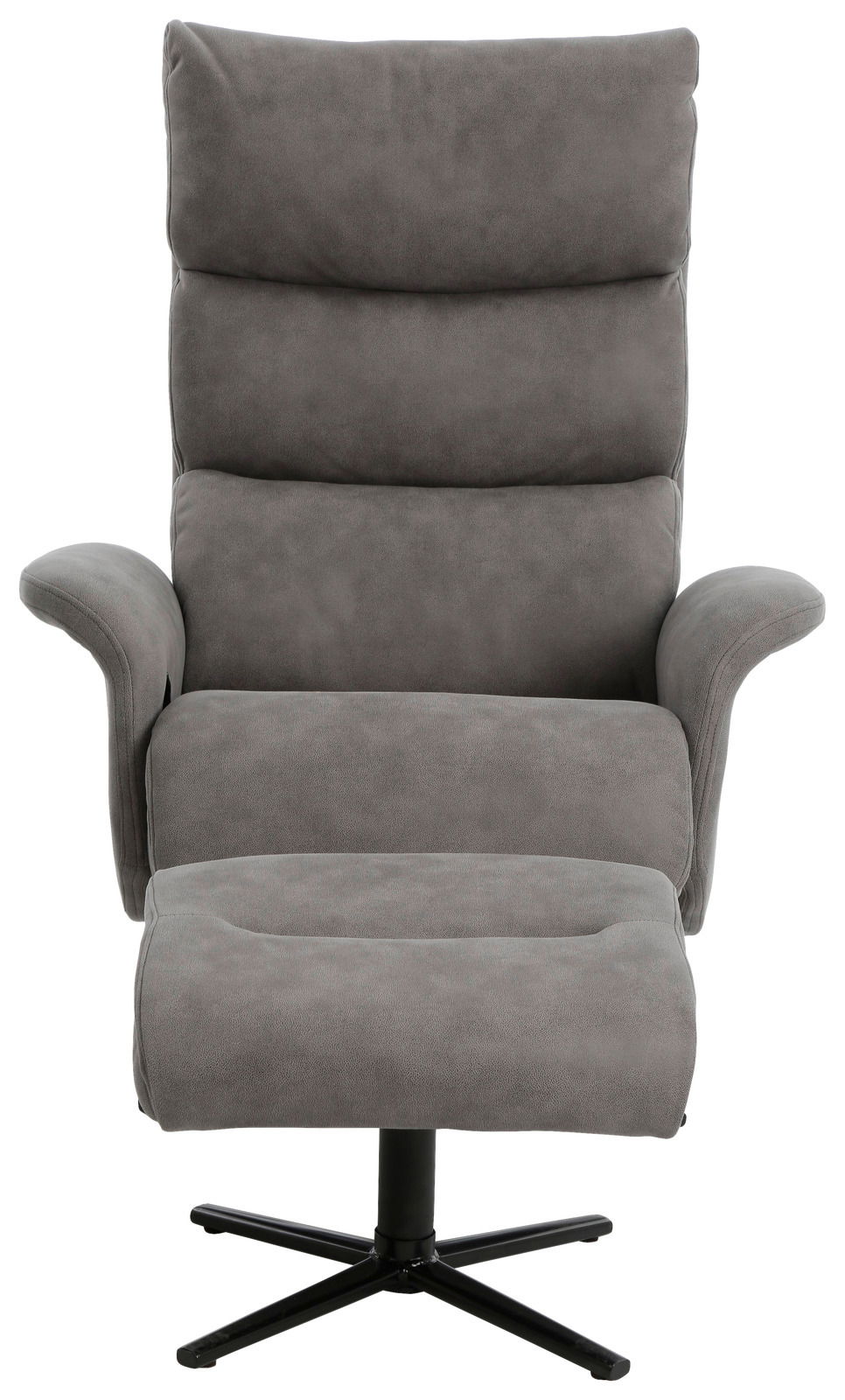 Grauer Relaxsessel mit Hocker, Vorderansicht