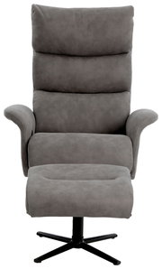 Grauer Relaxsessel mit Hocker, Vorderansicht