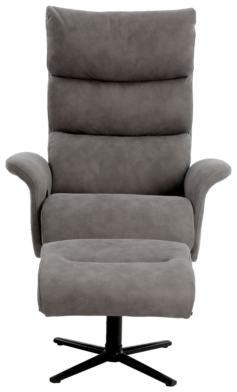 Grauer Relaxsessel mit Hocker, Vorderansicht