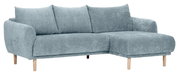 Graues Ecksofa mit Holzbeinen, Ansicht von vorne links