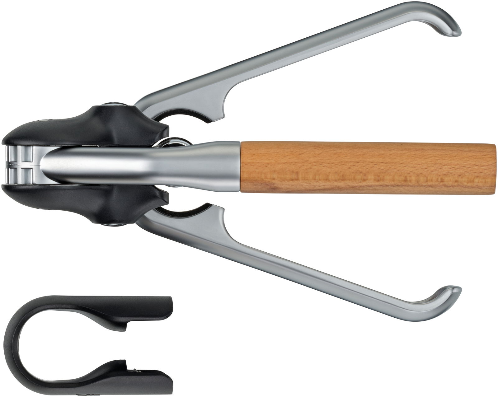 Hebelkorkenzieher WMF Baric mit Holzgriff und Metallhebel, seitliche Ansicht