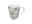 Graue Tasse mit floralem Muster, seitliche Perspektive