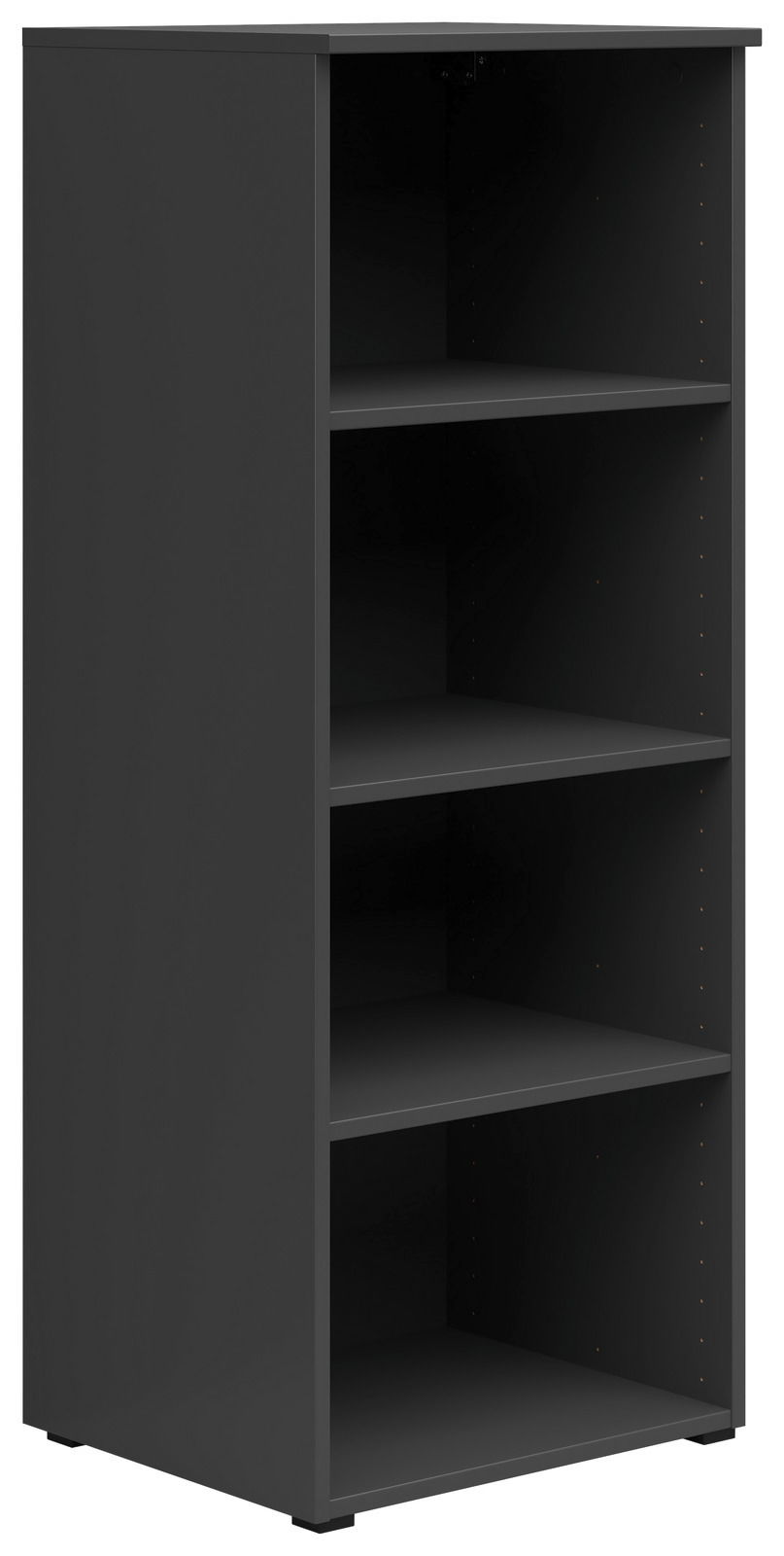 Carryhome Regal MULTISTAURAUM Schwarzes Regal mit vier offenen Fächern, seitliche Perspektive