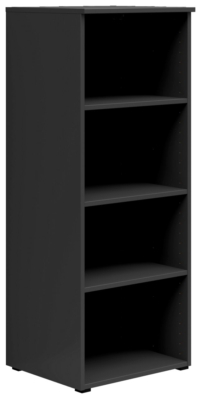 Carryhome Regal MULTISTAURAUM Schwarzes Regal mit vier offenen Fächern, seitliche Perspektive