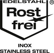 Logo für Edelstahl, rostfrei, aus der Vorderansicht.