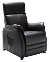 Schwarzer Fernsehsessel Cantus AMARILLO in seitlicher Perspektive mit Fernbedienung und Seitentasche.