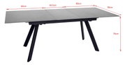 Moderne eettafel met uitschuifbaar tafelblad, zijaanzicht, afmetingen: 80 cm x 90 cm x 76 cm
