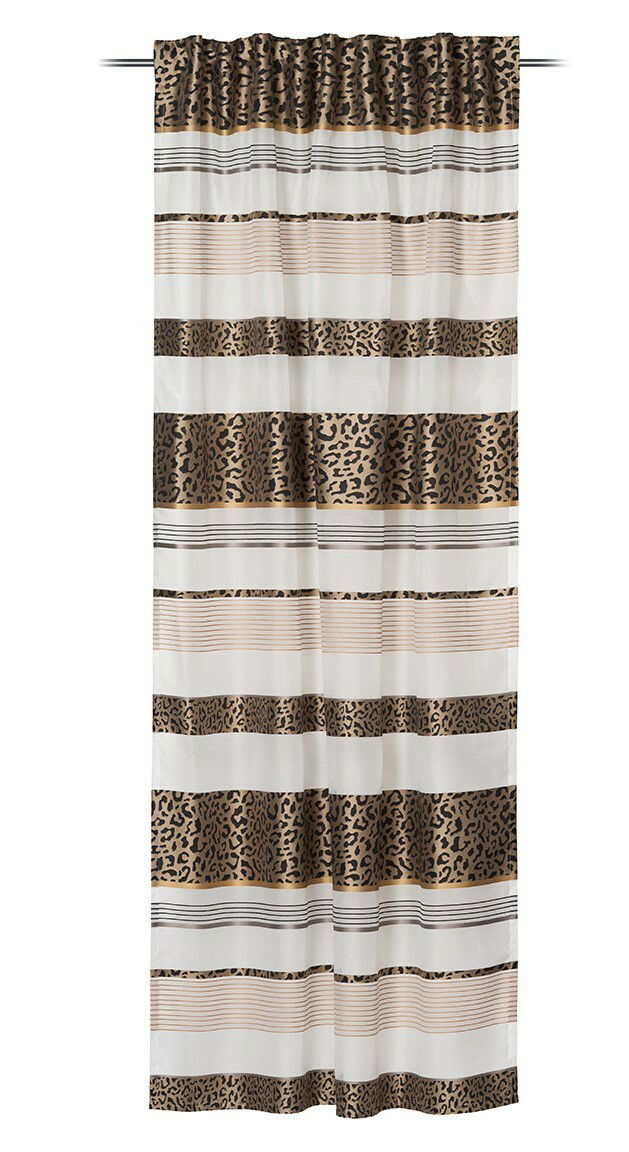 Schlaufenvorhang mit Leopardenmuster und Streifen, frontal betrachtet
