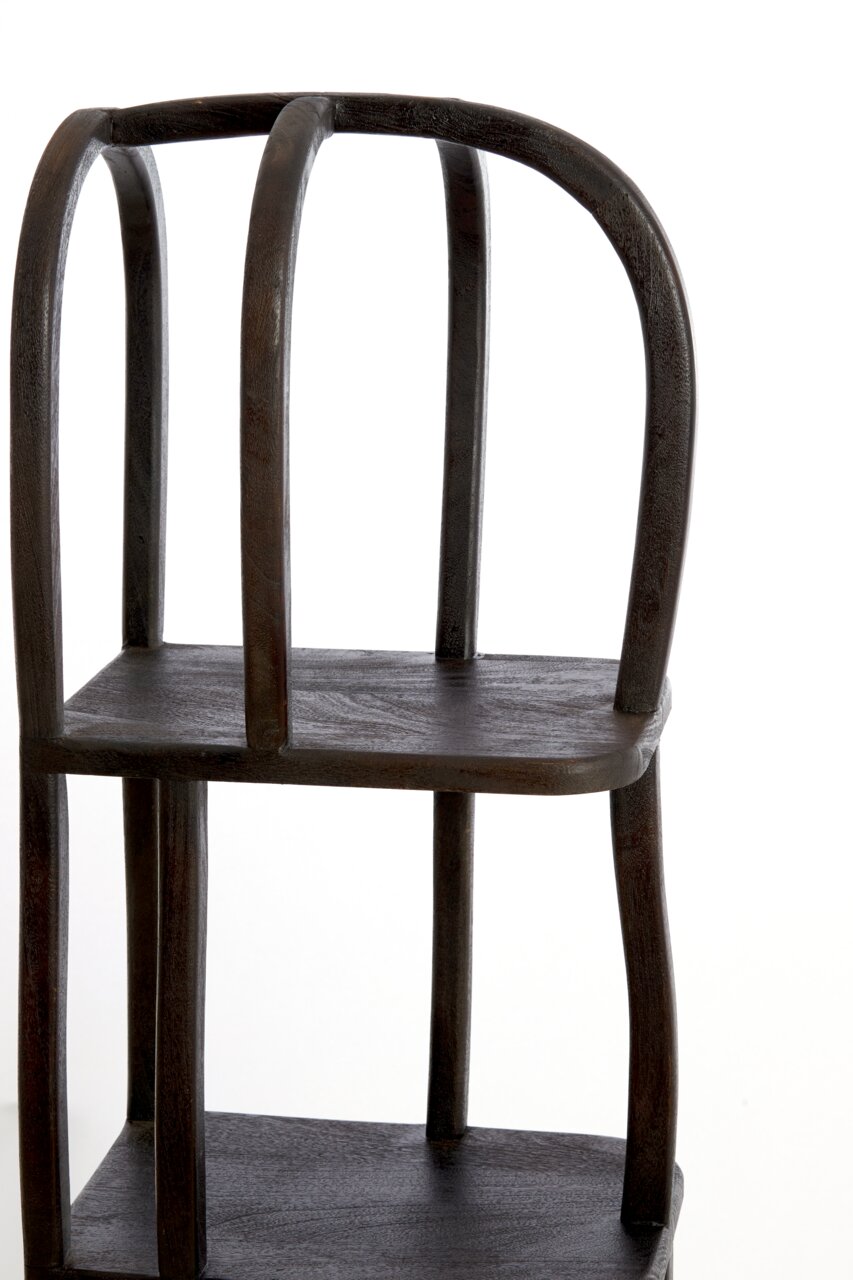 Light&Living Kabinett LOWE Holzregal mit zwei Ebenen und gebogenen Seitenstreben, seitliche Perspektive