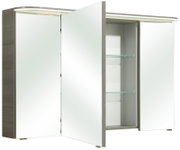 Open spiegelkast met twee glazen legplanken, zijaanzicht