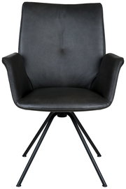 Moderner schwarzer Sessel mit Armlehnen und Metallbeinen, Frontalansicht