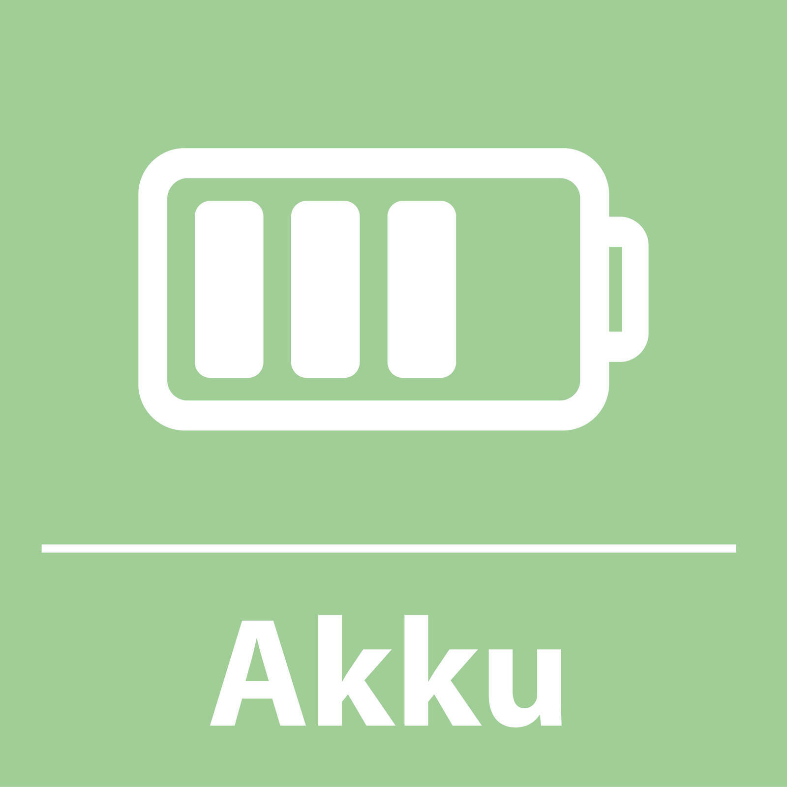 Symbol eines Akkus auf grünem Hintergrund, Vorderansicht
